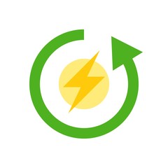 Flash and circle arrow, Clean Energy Flat icon