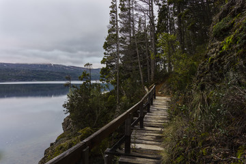Fototapeta premium Wooden bridge with beautiful view