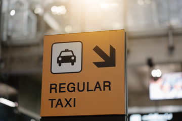 Regurar taxi sign at airport.