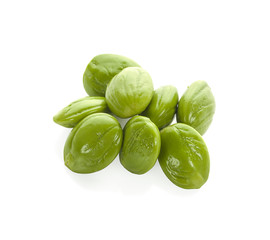 Parkia speciosa seeds or bitter bean on white background