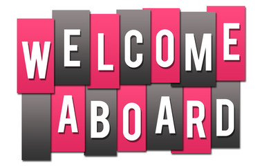 Welcome Aboard Pink Grey Stripes Group 