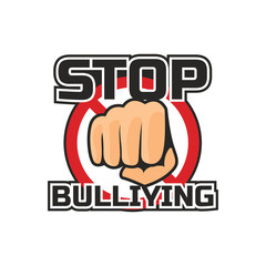 stop bullying, no bullying logo, vector illustration