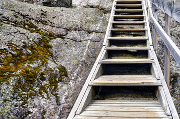 Wooden stair near Nigardsbreen glacier