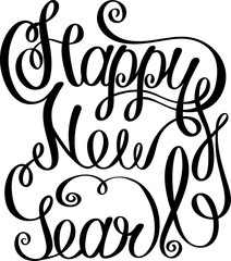 Black New Year lettering on white paper background.