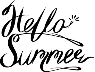 Obraz premium Black hello summer lettering on white paper background.