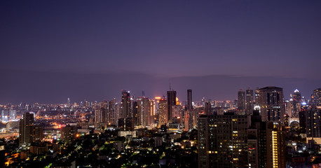 scenic of night view of cityscape building and skyline