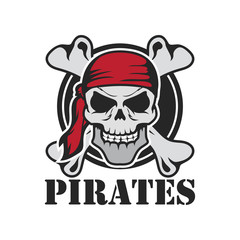 pirates, skull logo, vector illustration