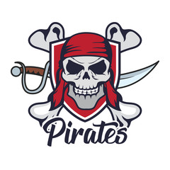 pirates, skull logo, vector illustration