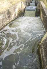 Waterfalls portion at irrigation canal, Spain