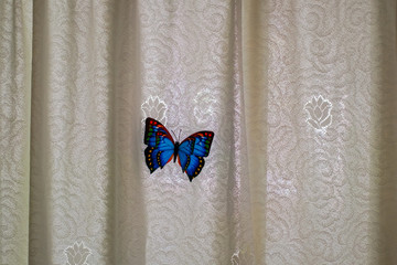 butterfly crafted by the curtain on the door