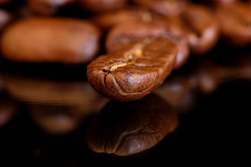 Detailed macro photography of coffe bean.