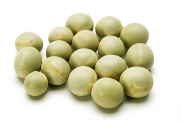 Green peas on white background 