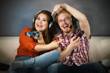 Gaming couple playing games