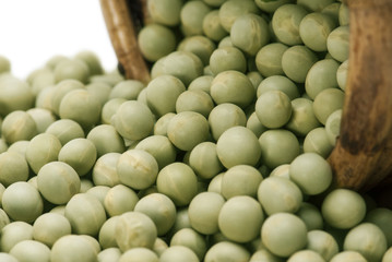 Green peas on white background 