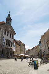 Slovenia, 24/06/2018: vista del municipio di Lubiana (Mestna hiša, Magistrat o Rotovž), la sede del Comune costruita nel tardo XV secolo dal capomastro Peter Bezlaj