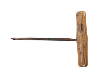 antique auger tool isolated on white