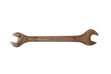 old  fixed wrench isolated on white