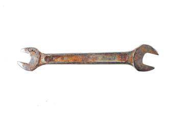 old  fixed wrench isolated on white