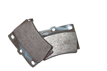 Used part and tool Car brake set on isolate white background and clipping path.