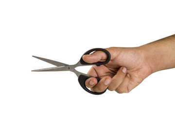 Hand holding scissors 