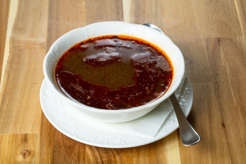 Spicy lentil soup.