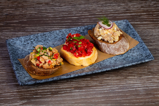 Delicious assorted bruschette