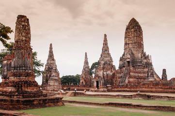 Fototapeta na wymiar Ruin pagoda of Wat Chai Watthanaram, Ayutthaya, Thailand