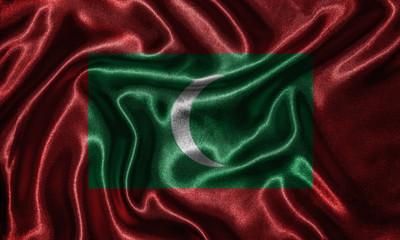 Wallpaper by Maldives flag and waving flag by fabric.