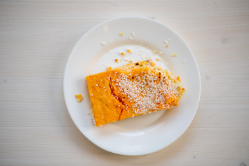 photo of a natural meal on a light background on a white plate.