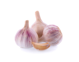 Garlic, Allium sativum, Alliaceae on white background