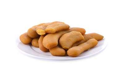 Thai dessert, crystallized tamarind on white background.