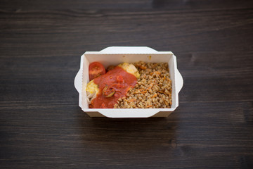 photo of a real meal on a dark background