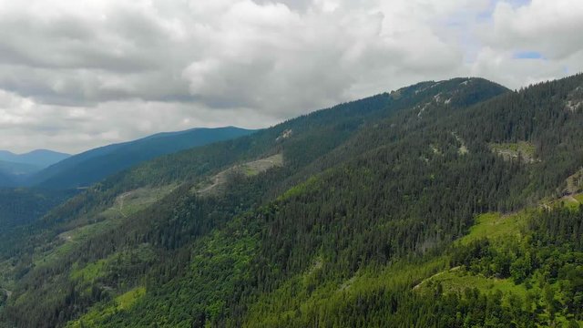 Carpathian mountain with a height of bird flight