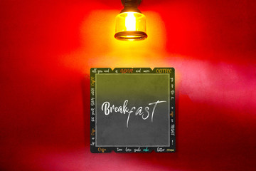 Handwritten menu on Breakfast Board