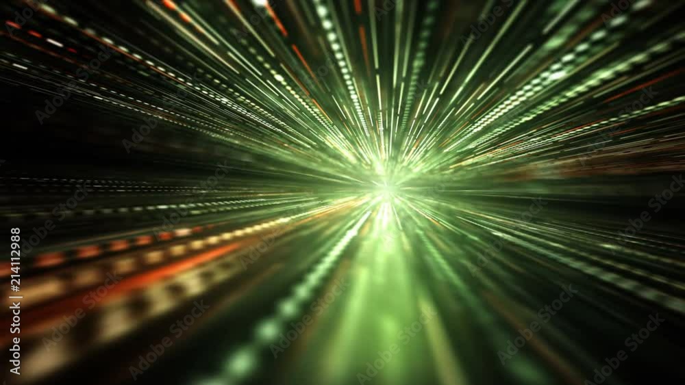 Poster Computer generated digital green light streaks. Abstract 3d rendering motion background. 4K, Ultra HD resolution.