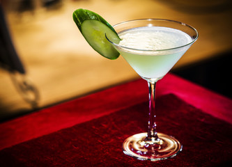 cucumber and lime martini mixed cocktail drink glass