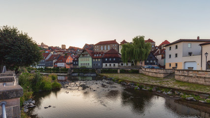 Fototapeta na wymiar Medieval German Bavarian Town of Kronach in Summer. Lovely historical houses