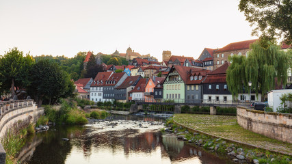 Fototapeta na wymiar Medieval German Bavarian Town of Kronach in Summer. Lovely historical houses
