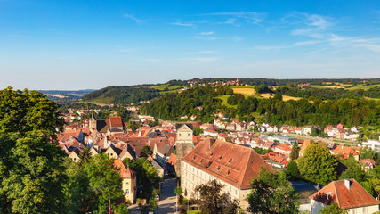 Medieval German Bavarian Town of Kronach in Summer. Lovely historical houses