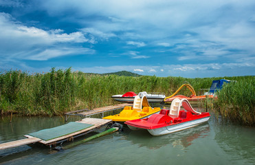 Lake Balaton with paddle boats