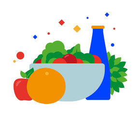 Vegan food plate. Bowl full of vegetables. Healthy food, veganism.