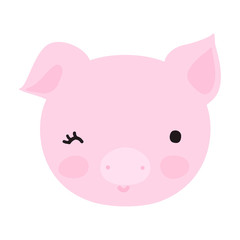Cute little pig face with smile. 