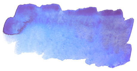 Persian blue color watercolor stain on white background. background for design element.