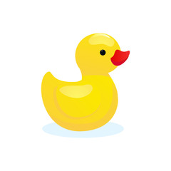 Yellow rubber duck toy. Adorable duckling. 
