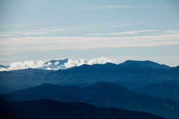 Landscape view from above the clouds, halfway up Volcan Baru, the largest mountain in Panama