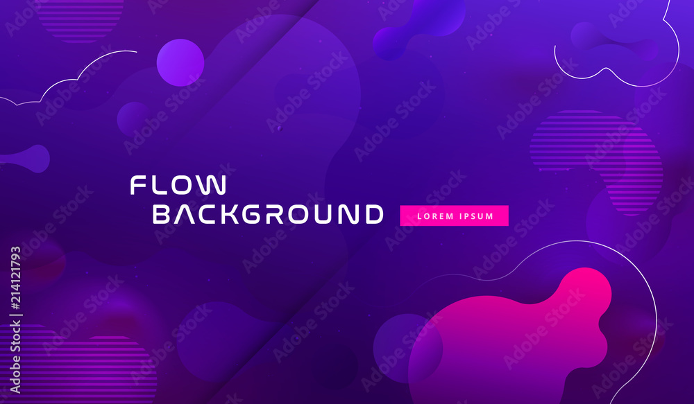 Wall mural gradient fluid background design layout for banner or poster. cool 3d liquid vector pattern with blu