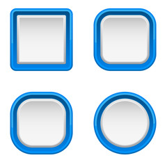 White interface buttons with blue frame