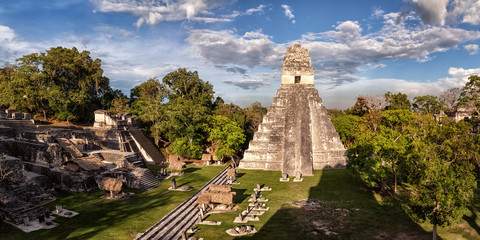 Tikal, Mayan Ruins, Main Plaza, Temple I and North Acropolis, Guatemala