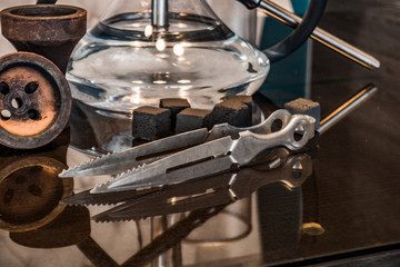 New Glass Hookah with beautiful backlight in the cafe