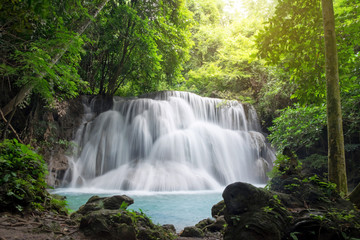 Huay Mae Khamin waterfalls in deep forest at Srinakarin National Park ,Kanchanaburi
